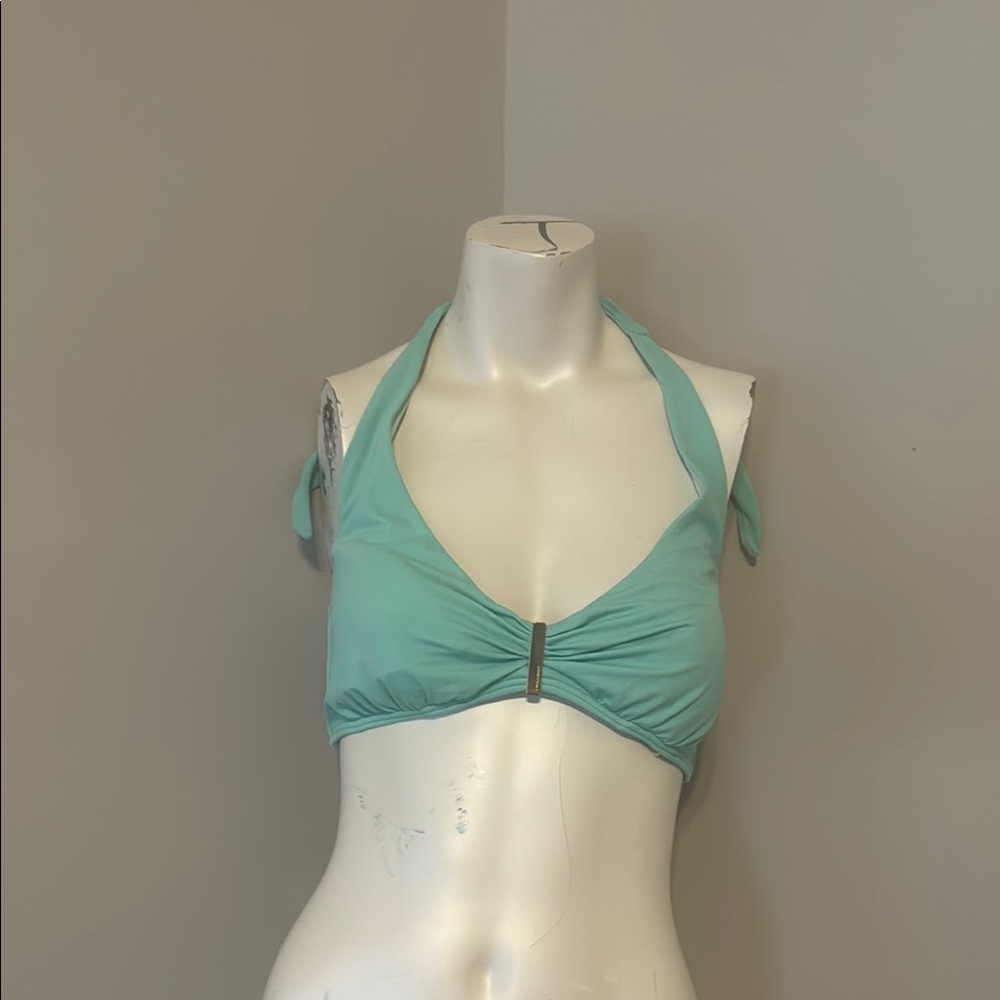 Victoria’s Secret Teal Halter Bikini Top with adjustable back size xl
